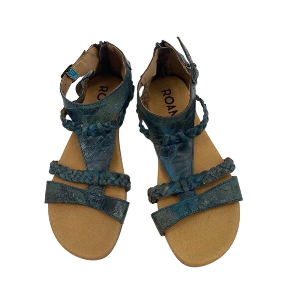 Roan By Bed Stu Women's Size 10 Blue Posey Sandals Strappy Distressed Gladiator - Picture 1 of 12